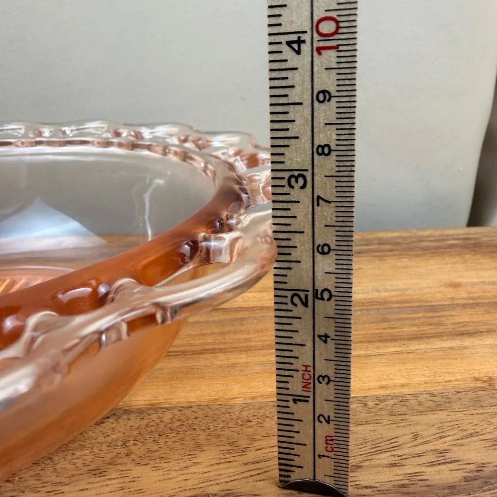Anchor Hocking Old Colony Lace Edge Pink Depression Glass Serving Bowl 10.5 Inch
